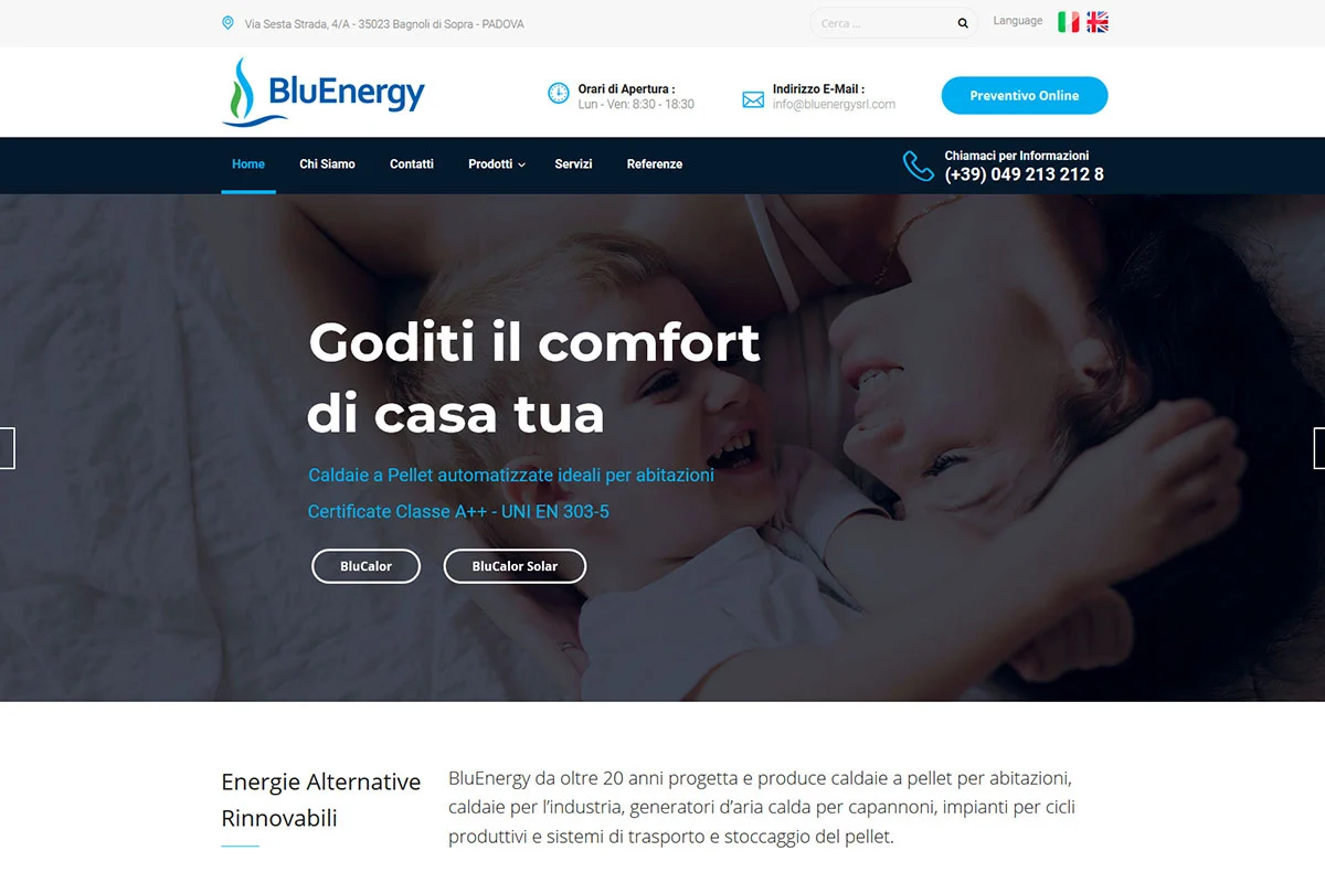 XPLAY Agenzia Web Padova Bluenergy Caldaie a Pellet e Generatori Aria Calda